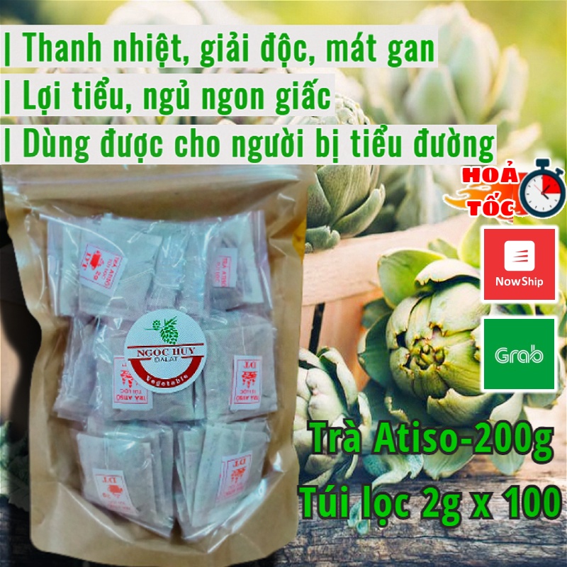 Trà Atiso túi lọc 100 gói loại 1 Đà Lạt Ngọc Huy 200g | Trà hoa Atiso / Actiso giúp ngủ ngon đặc sản Đà Lạt