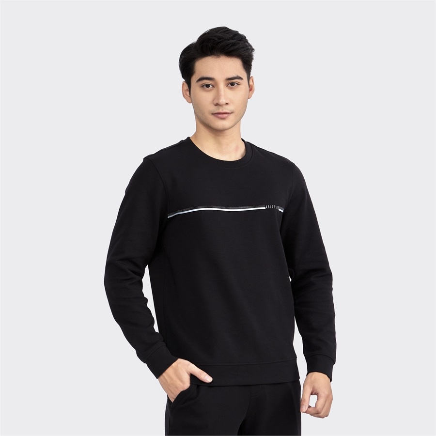 Bộ Đồ Dài Thu Đông Mặc Nhà Nam ARISTINO ALH011W2 Vải Cotton Trơn Màu Dáng Suông Bo Cổ Tay Gấu Áo Cổ Tròn Quần Cạp Chun