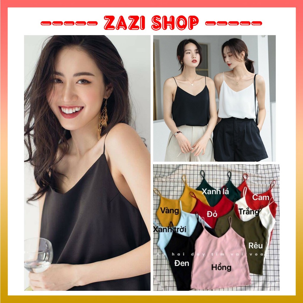 Áo 2 dây voan nhiều màu ♥️ Áo hai dây kiểu dáng ulzzang, áo 2 dây Hàn Quốc ♥️ Áo 2 dây dễ phối đồ - ZaZi HD08