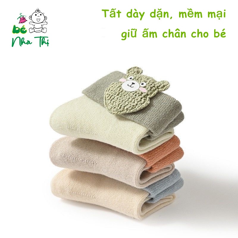 Combo 3 đôi tất cao cổ cho bé từ 0-6 tháng Vớ cho bé trai bé gái (có hộp)