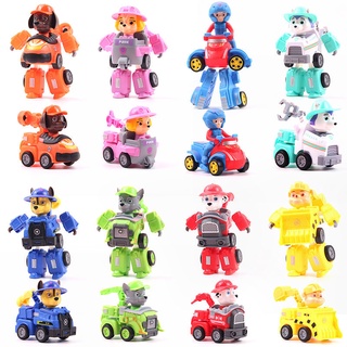 Paw Patrol Transformer Robot Car Educational Toys For Kids Birthday Gift Pull-Back Car Toys