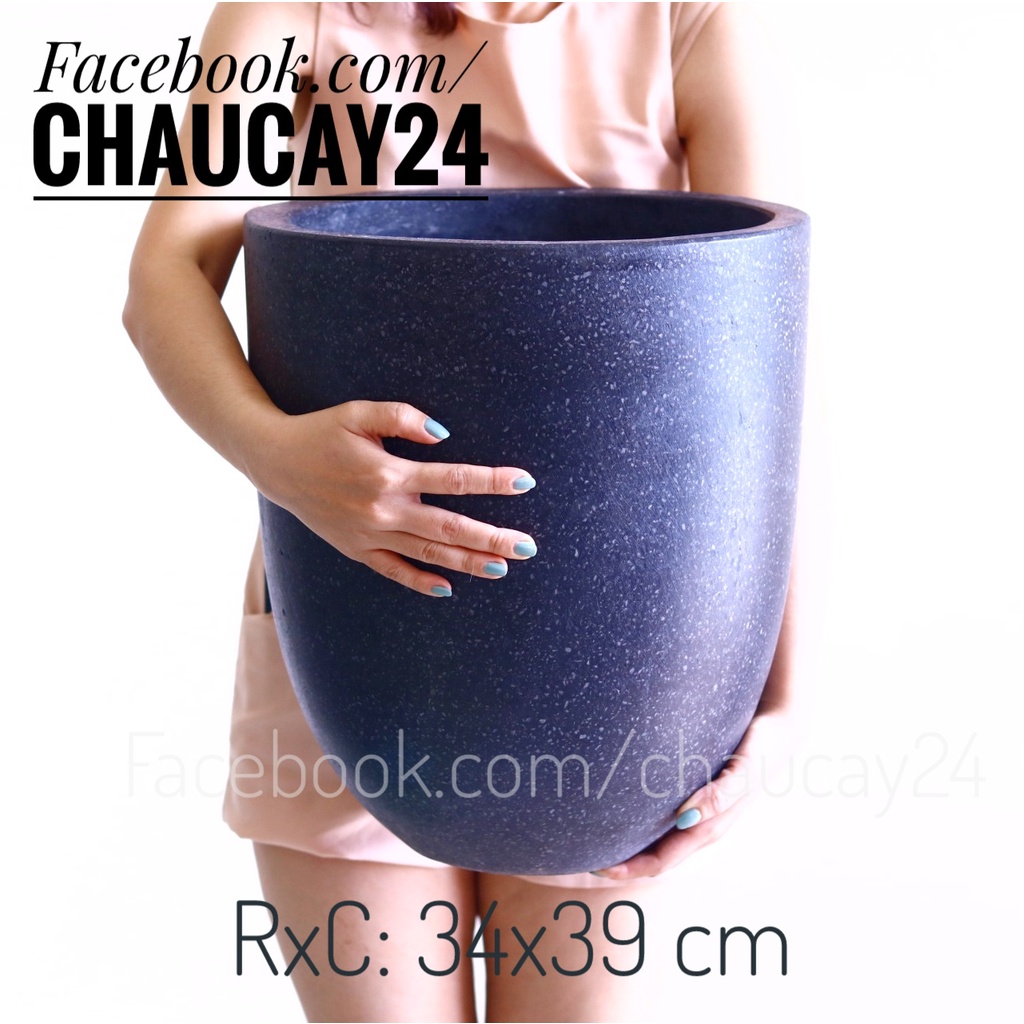 Chậu đá mài vát chân lớn (CHỈ GIAO HCM) chậu trồng cây cảnh, cây kiểng lá, cây phong thủy