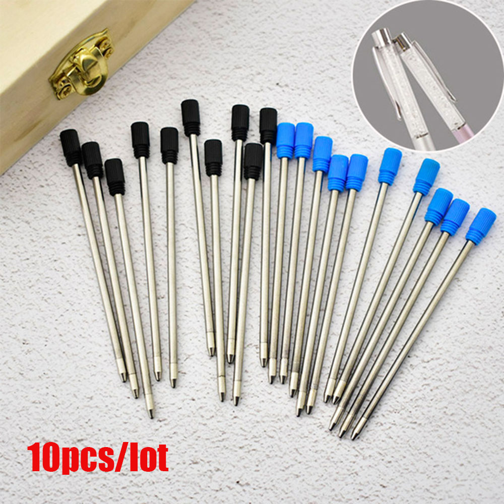 Set 10 Ruột Bút Máy Vỏ Kim Loại Màu Xanh / Đen Ngòi 0.5mm Độc Đáo