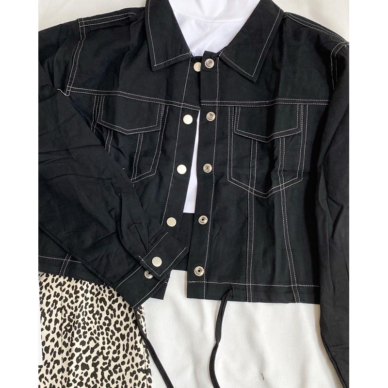 JACKET KAKI VIỀN CHỈ TRẮNG | BigBuy360 - bigbuy360.vn