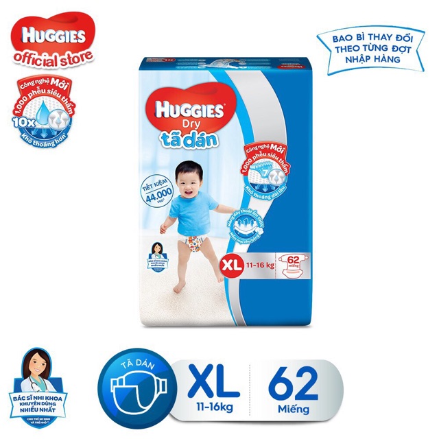 Tã bỉm dán Huggies sz M76/ L68/ XL62