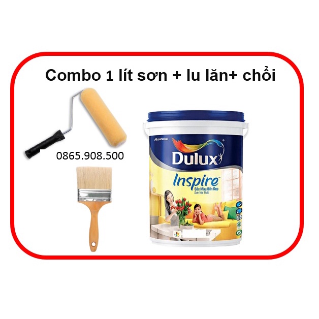 (VZ) Combo Sơn trong nhà Dulux + Lu + chổi, mầu trắng-ib trọn mầu. 1 Lít(bán lẻ).