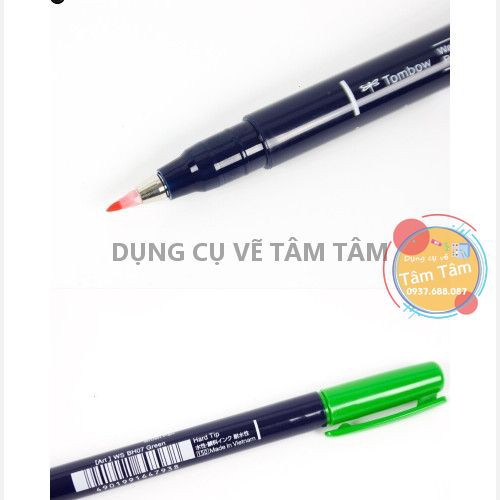 [ TÂM TÂM ]-Bút đầu cọ Tombow Fudenosuke ngòi cứng 10 màu (Có quà tặng)-