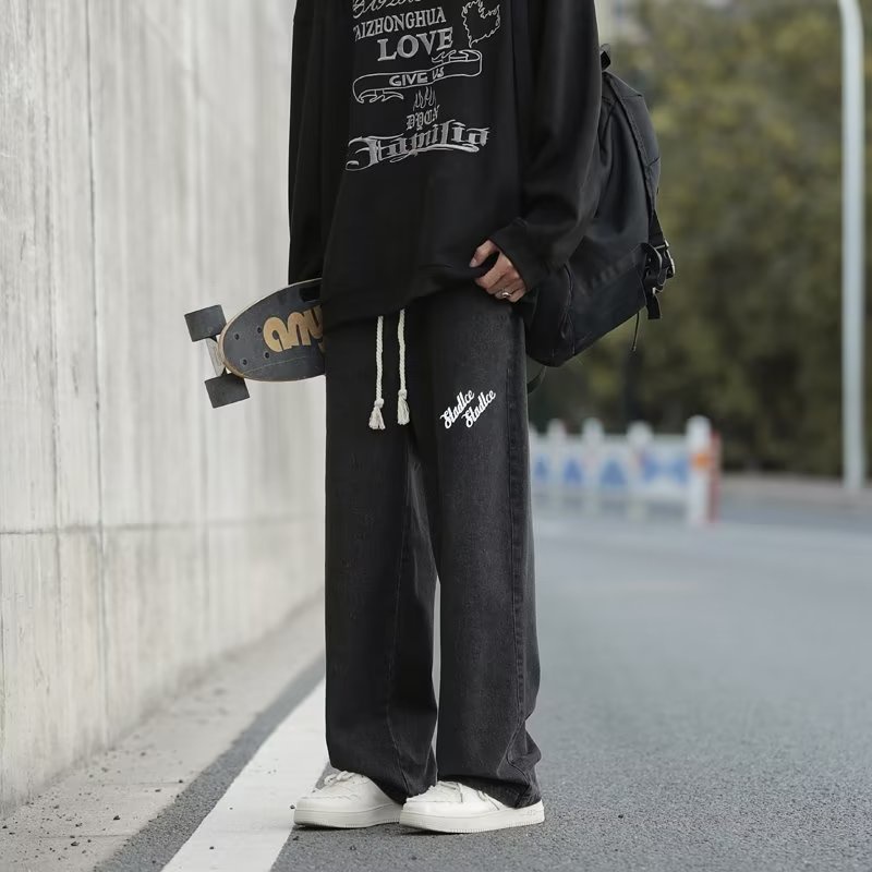 Quần jeans Dài In Chữ Phong Cách Thời Trang Hàn Quốc Cho Nam Giới Size S-3XL