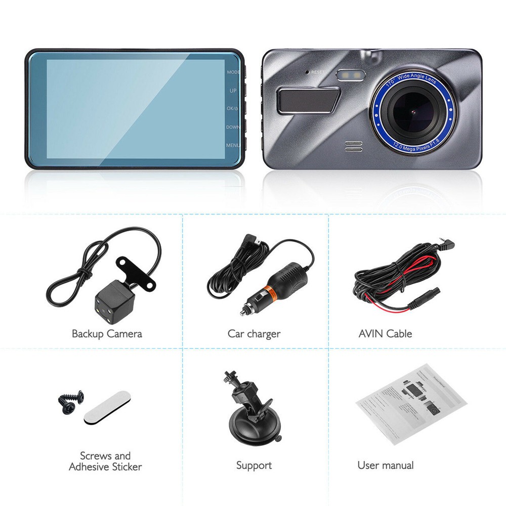 Camera Hành Trình Xe Hơi 4 Inch Hd 1080p Ống Kính Kép Quay 170 Đêm | BigBuy360 - bigbuy360.vn