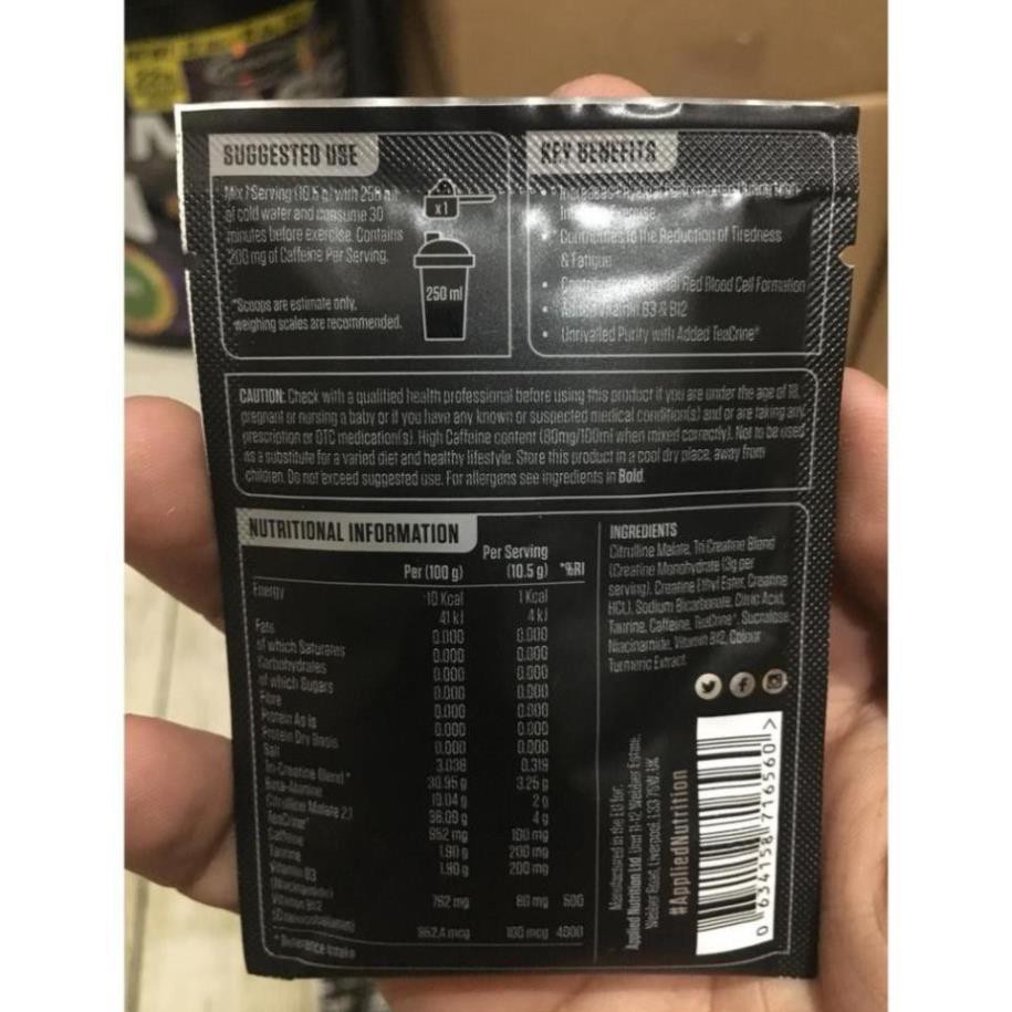 Gói Thử Sample Applied Nutrition ABE Pre workout 1 lần dùng(11 Gram) Authentic 100%