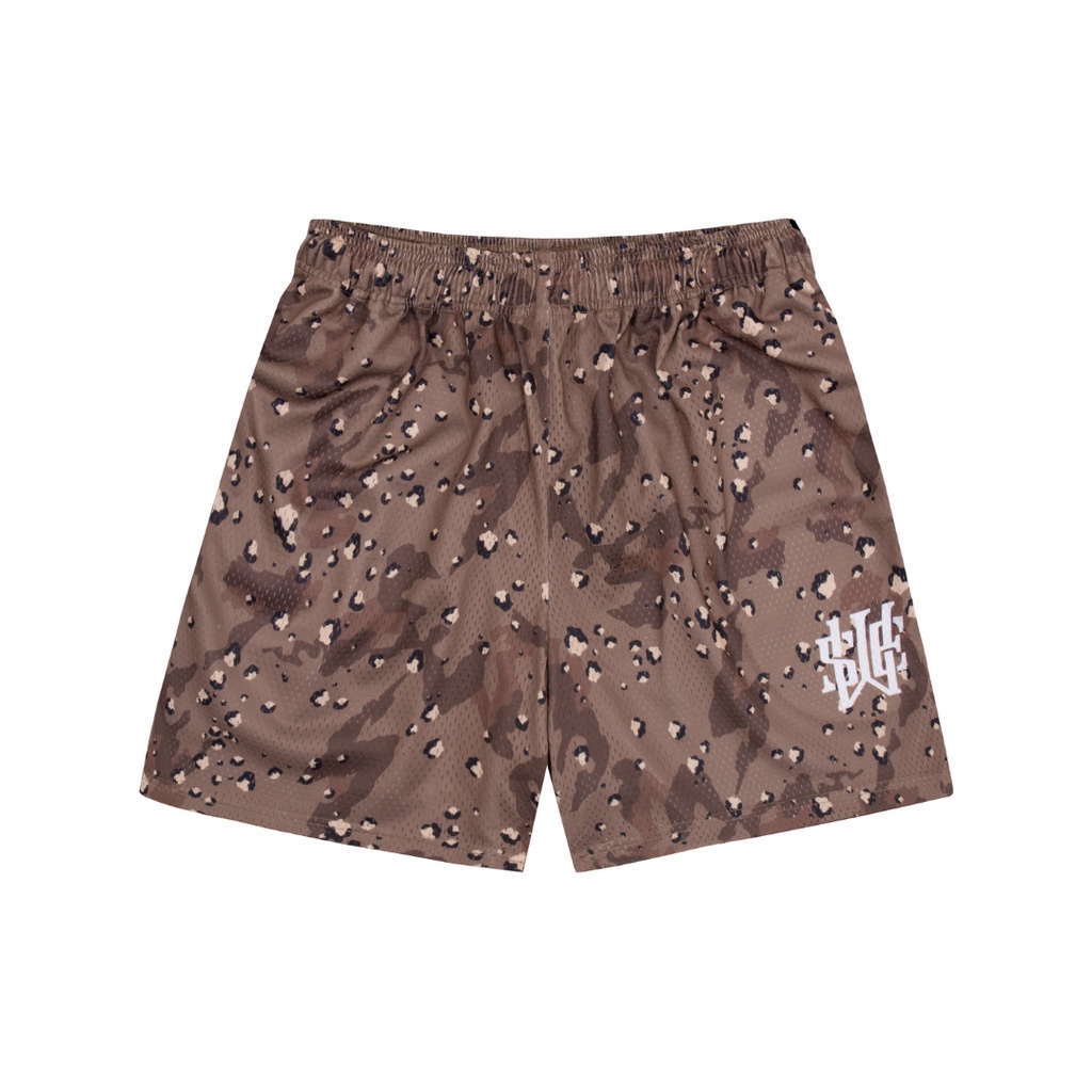 Quần Short Unisex Local Brand SWE CAMO MESH SHORTS - Nâu