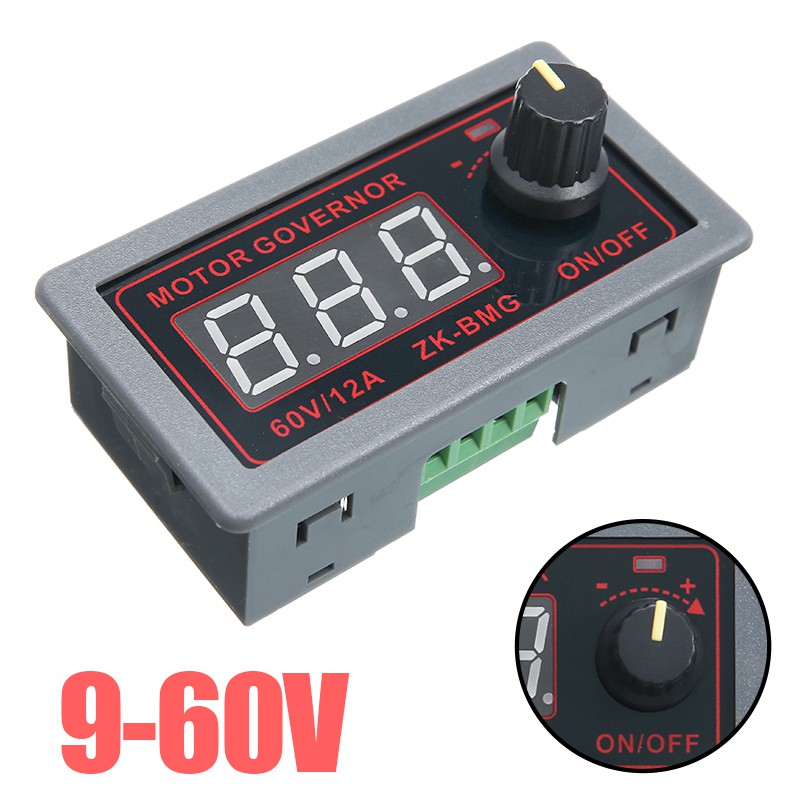 Bộ điều khiển quạt có màn hình kỹ thuật số điều chỉnh tốc độ DC với núm chuyển đổi 9-60V 12A PWM 500W 9V-60V 12A