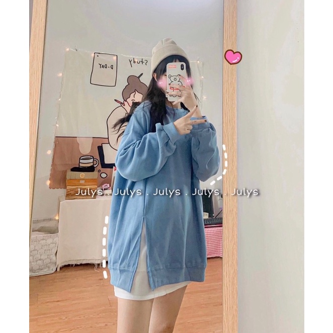 [HÀNG SẴN]Áo HOODIE nỉ tăm xẻ vạt trơn nhiều màu hàng quảng châu