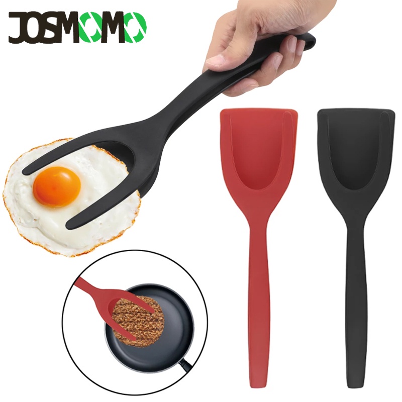 JOSMOMO Muỗng trứng tráng 2 màu silicone spatula, spatula nướng trứng 2 trong 1 silicone pancake nướng bánh mì, có thể được sử dụng để kẹp và lật thực phẩm