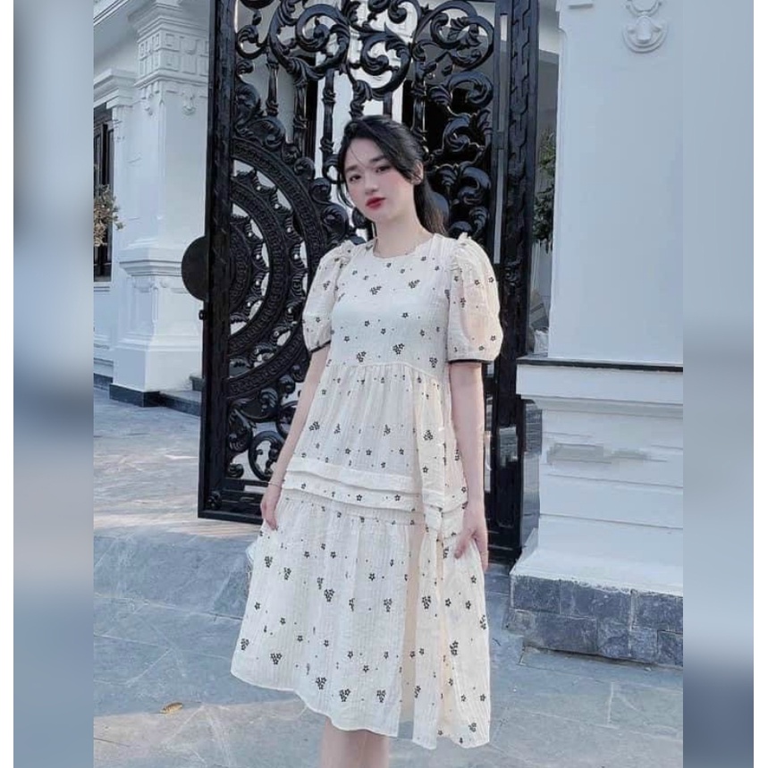 Đầm Bầu Váy Bầu Mùa Hè Hoa Nhí Thiết Kế Xinh Xắn Sang Chảnh 2 Lớp Cúc Mở HD2894 Honey Mommy