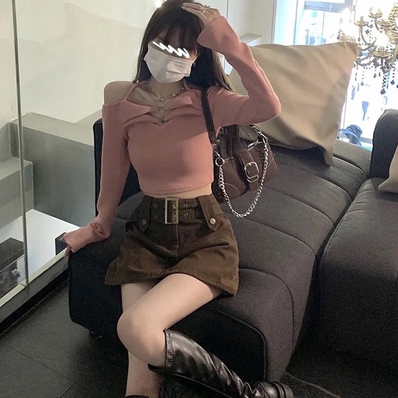 Chân váy denim ZHELIHANGFEI lưng cao chống chói thời trang quyến rũ cho nữ