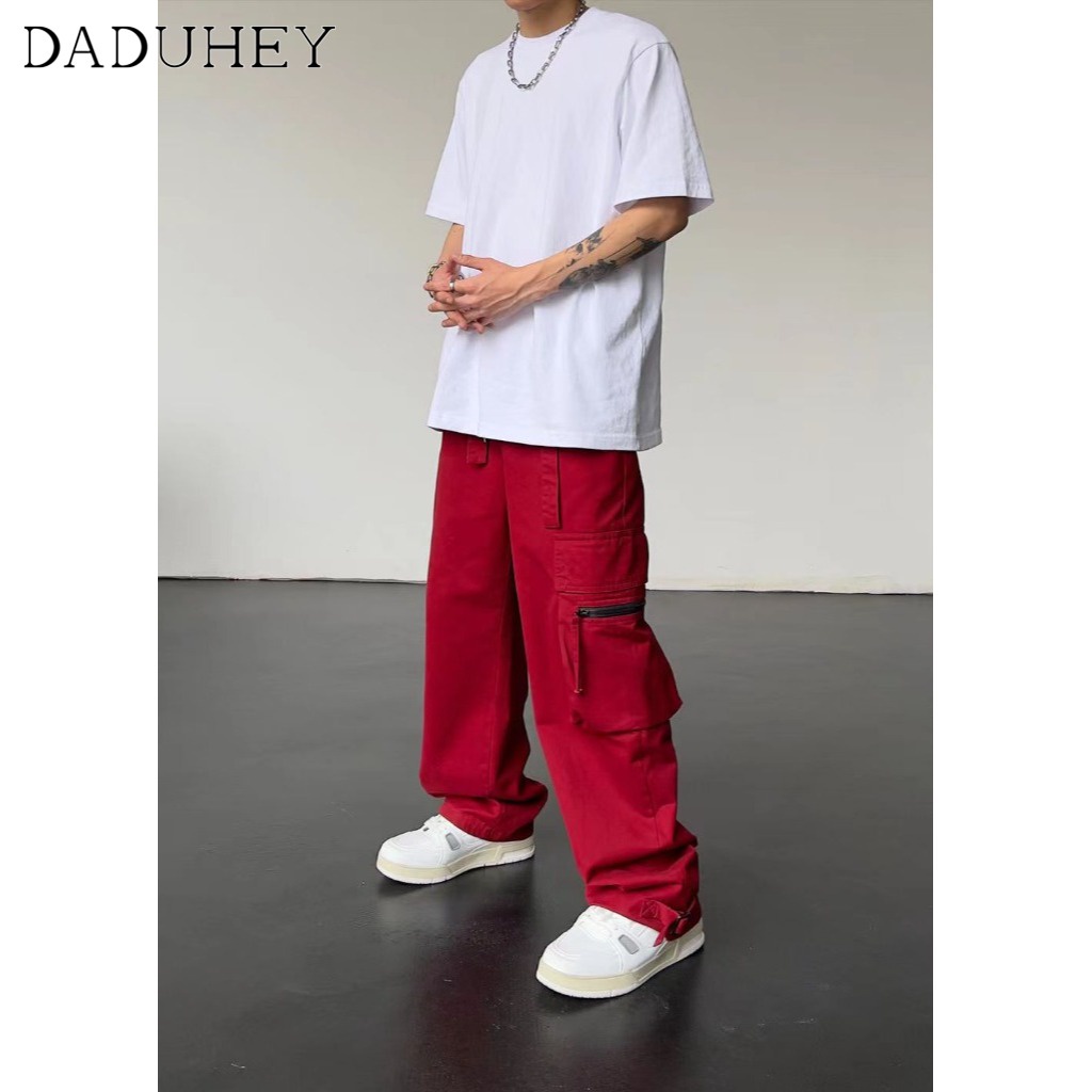 DaDuHey Men's 2022 Summer Hong Kong Style Trendy Retro Straight Casual Pants Ins Fashion and Handsome All-Match Loose Cargo Pants