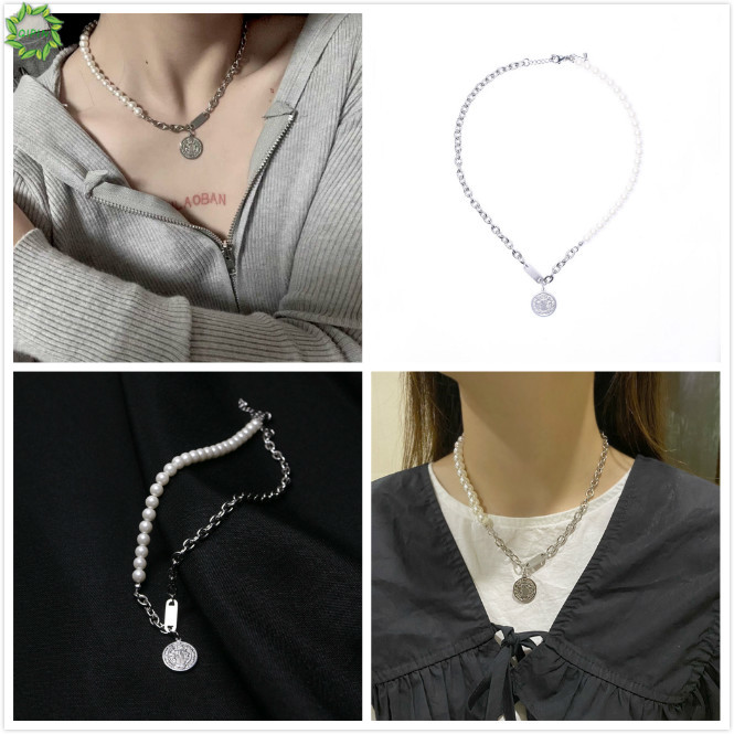 Dây chuyền Đính Ngọc Trai Nhân Tạo Phong Cách Đường Phố Hàn Quốc Độc Đáo