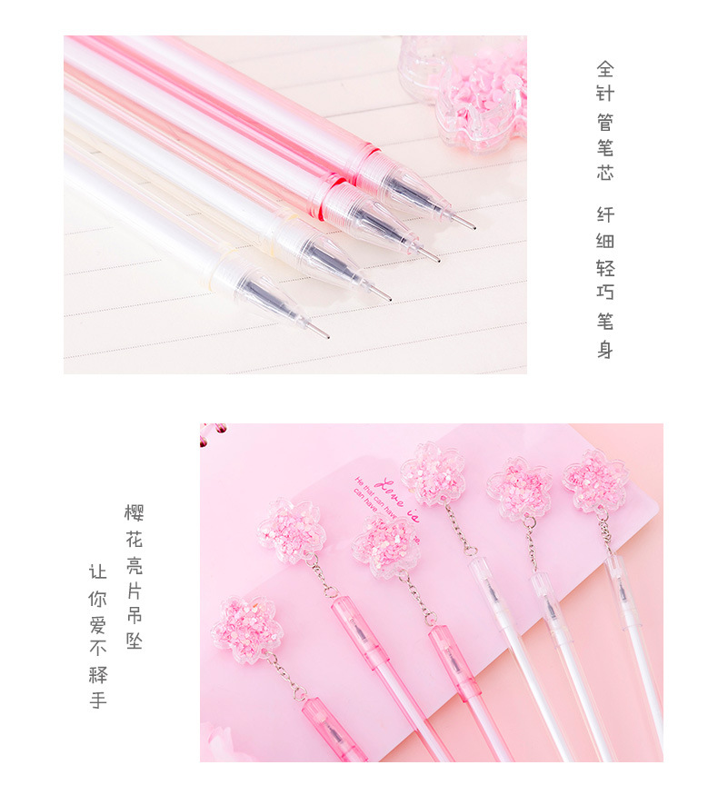 Bút Mực Gel Kim Tuyến Nước Với Móc Gắn Hình Hoa Anh Đào Xinh Xắn Dành Cho Nữ Sinh