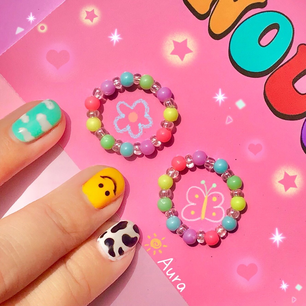 Nhẫn cườm Rainbow cá tính Handmade bởi Aura