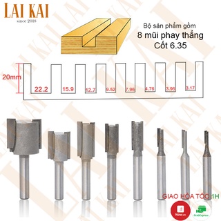 Bộ 8 mũi phay thẳng