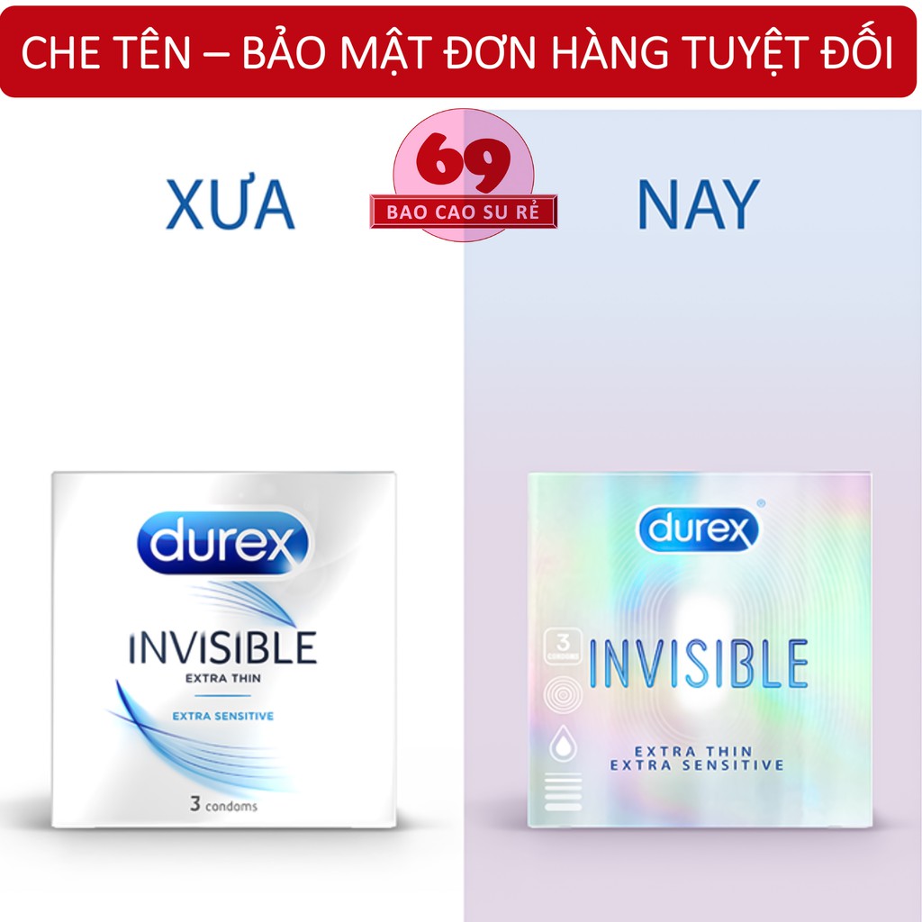 [FREE SHIP] COMBO 5 HỘP Bao Cao Su Durex INVISIBLE SIÊU CỰC MỎNG Hộp 3 cái