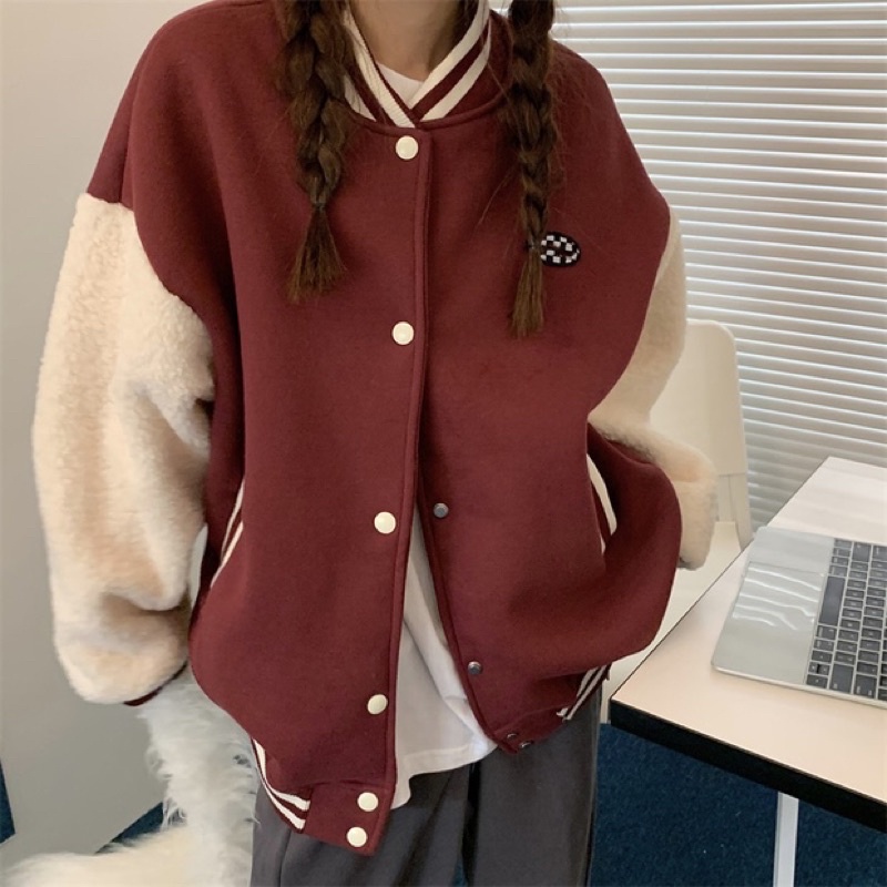 Áo khoác bomber bóng chày tay bông thể thao nữ dễ thương ulzzang Hàn Quốc Yannie