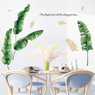 decal dán tường lá xanh