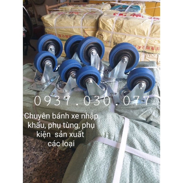 Combo 1 bộ gồm 4 bánh xe TPR 75mm nhập khẩu, êm nhẹ bền bĩ
