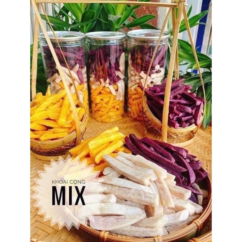 Khoai Lang Cọng Sấy Giòn Mix 3 Vị 300G _FREESHIP , Đồ Ăn Vặt Việt Nam, An Toàn Vệ Sinh Thực Phẩm