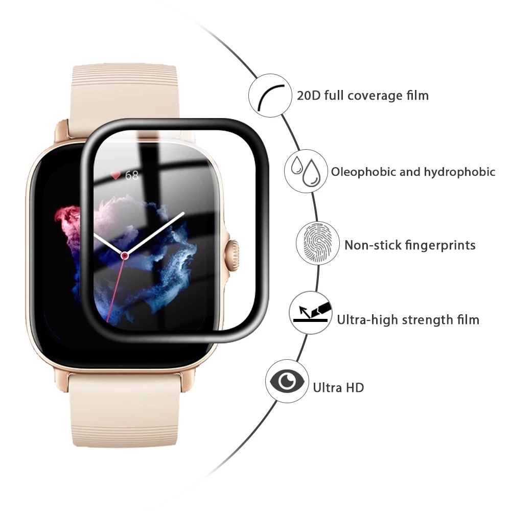 Kính Cường Lực 9D Bảo Vệ Toàn Màn Hình Cho Huami Amazfit GTS 3 2 2e GTS3 GTR 3 Pro