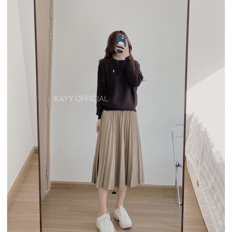 Chân váy dạ midi xếp li dáng xuông - Cvxlv ( Ảnh thật ) | BigBuy360 - bigbuy360.vn