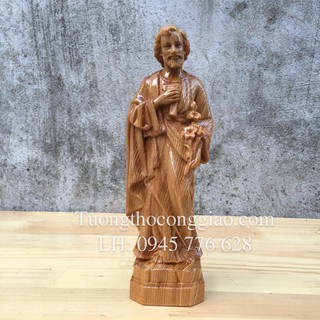 Tượng Thánh Giuse Công Nhân 20cm gỗ Pơ mu
