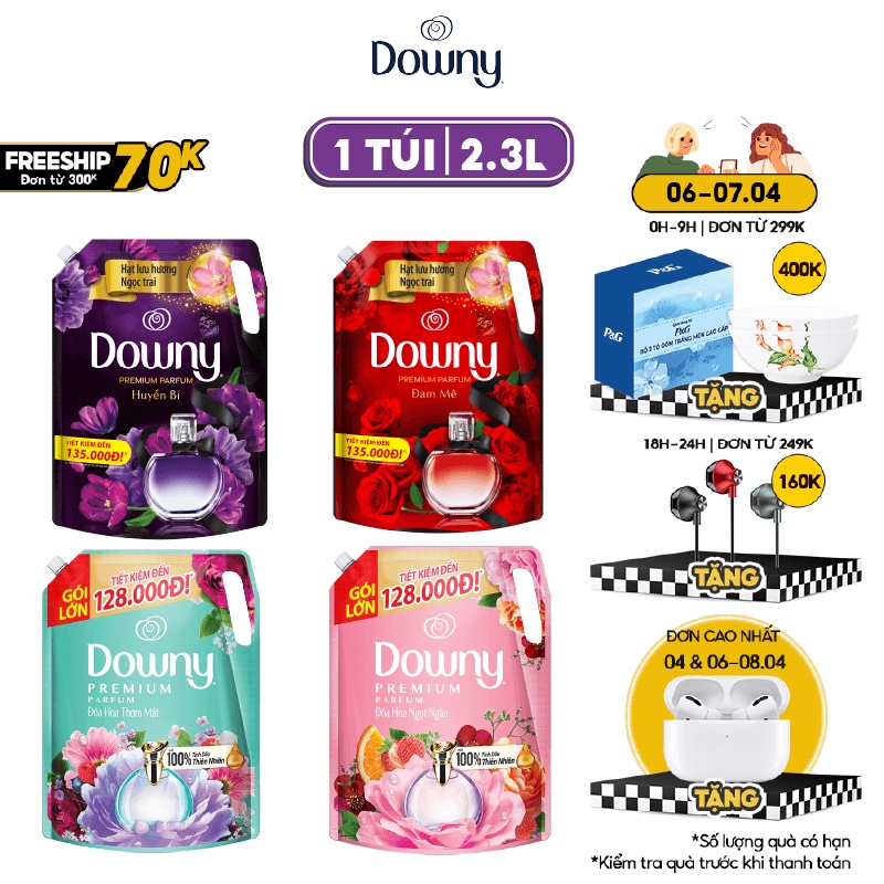 Downy Xả vải Túi 2.2L - 2.4L Hương Nước Hoa