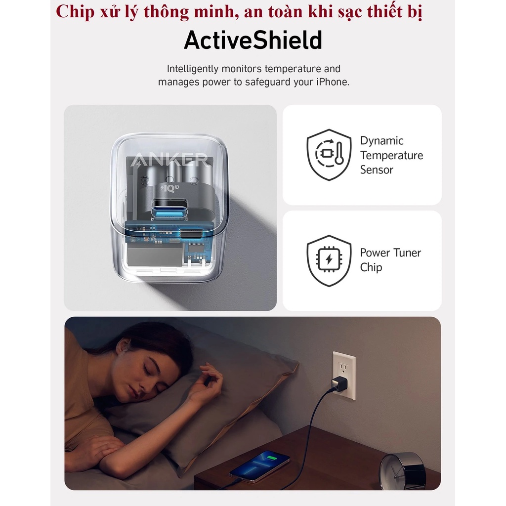 Cốc sạc Type-C PD20W siêu nhỏ gọn Anker 511 Nano Pro A2637
