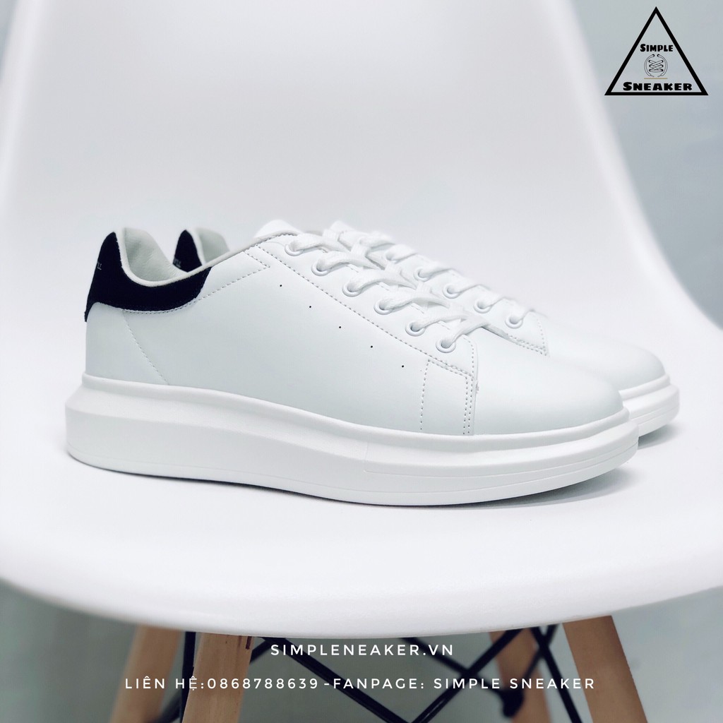 Giày Domba Sneaker Trắng FREESHIP Domba High Point Gót Đen Nhung - Giày Thể Thao Tăng Chiều Cao 4,5 CM [ H-9011]