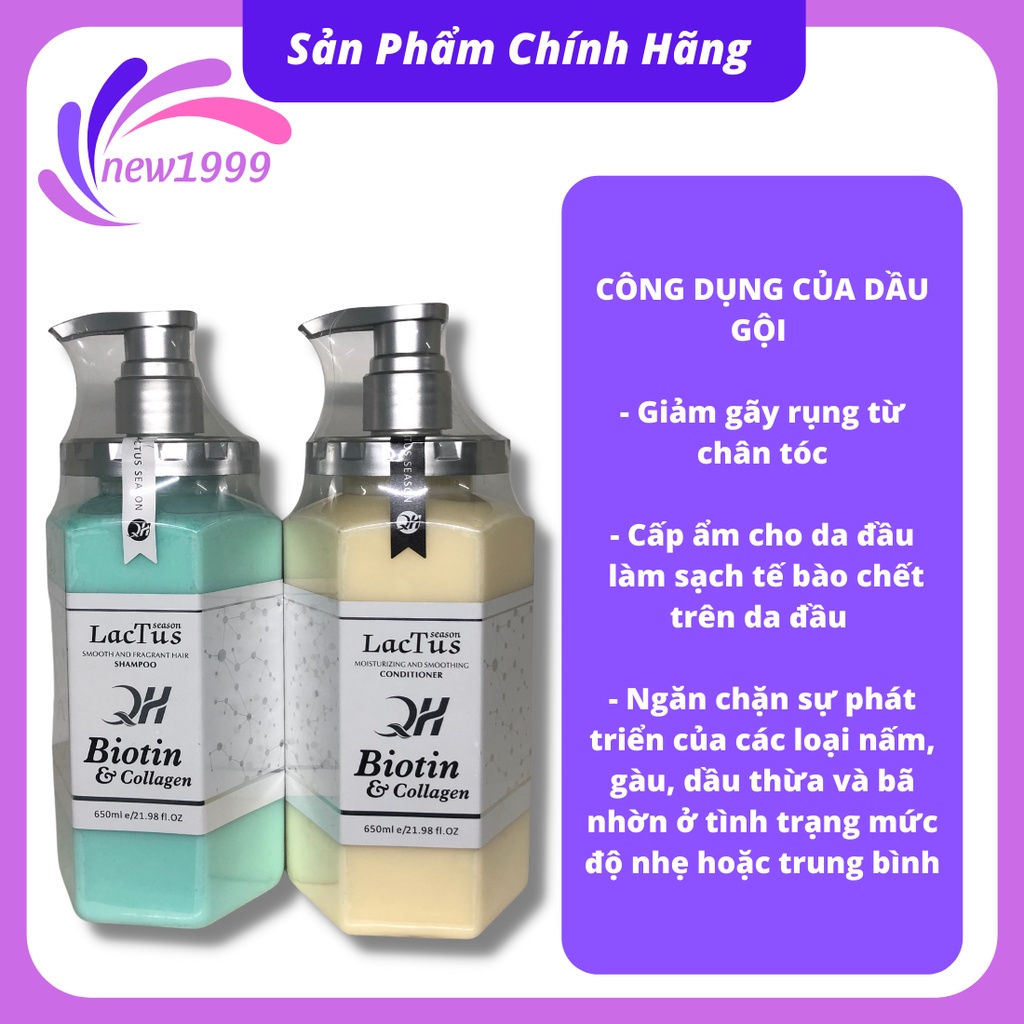 Dầu gội biotin lactus season ngăn gàu giảm rụng tóc QH collagen