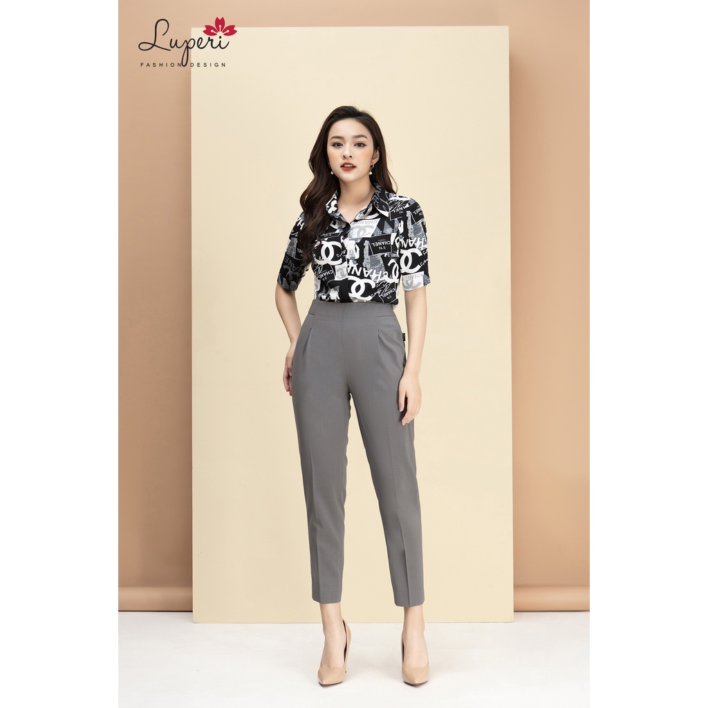 Quần Tây Nữ Dáng Baggy Lưng Cao Luperi LFQD288 chất đũi không nhăn nhẹ mát co giãn thoải mái khóa sườn gen bụng cho nàng