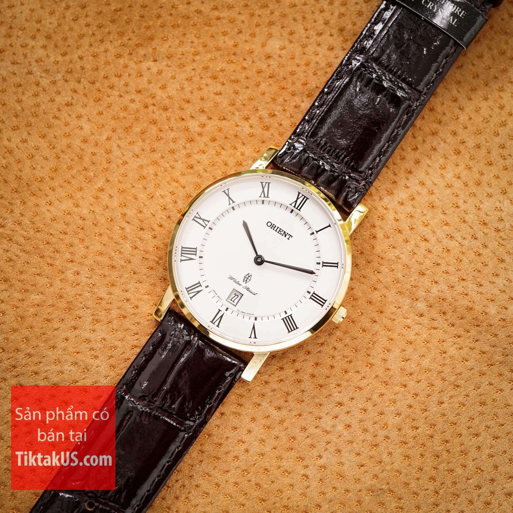 đồng hồ nam Orient kính Sapphire FGW0100FW0 Đồng hồ công sở dây da mạ vàng máy Quartz