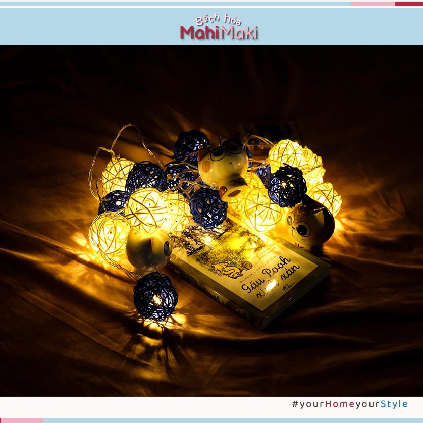 Dây đèn LED Cầu Mây siêu xinh 3m và 1m5 với 2 màu vàng và vàng xanh + Tặng Pin