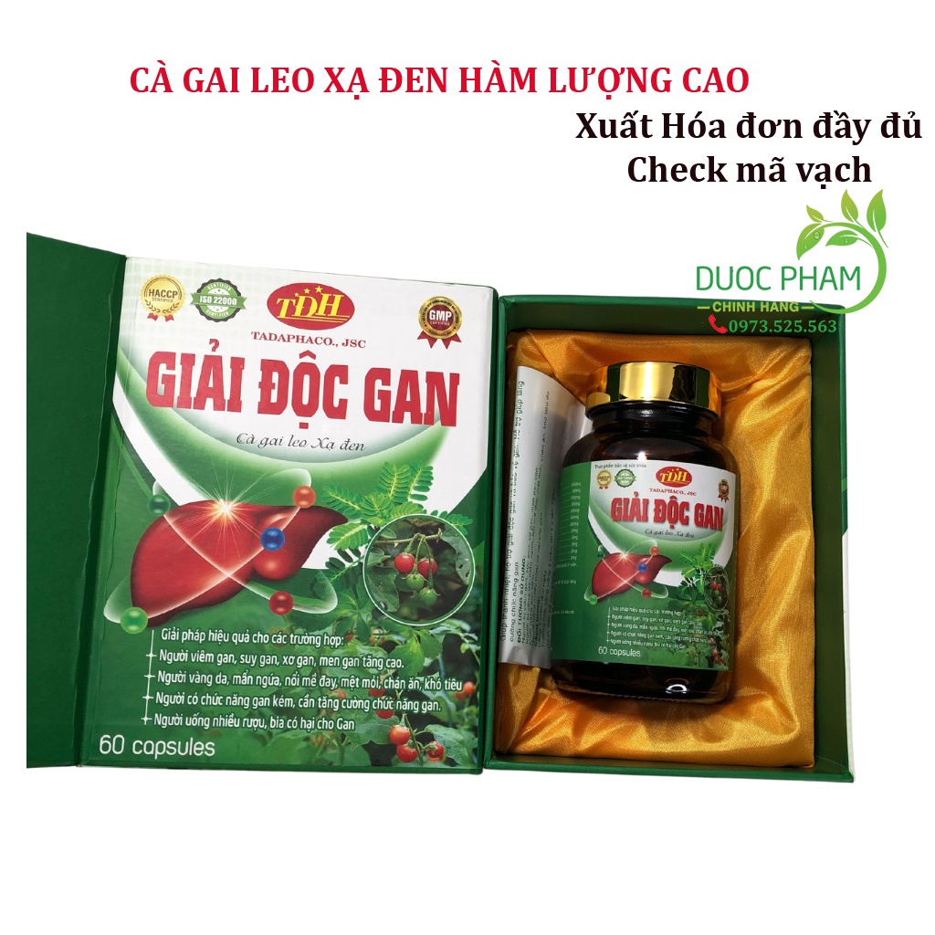 Viên uống Cà gai leo xạ đen giải độc gan, bổ gan, hạ men gan, tăng cường chức năng gan, bảo vệ gan