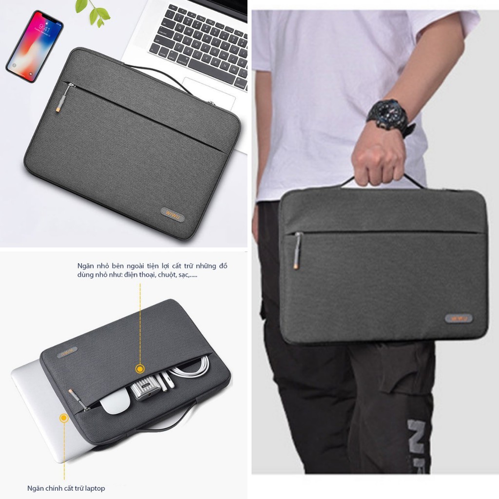 Túi xách chống sốc macbook laptop cao cấp Wiwu Pilot Sleeve 13inch, 14inch, 15inch, 16inch