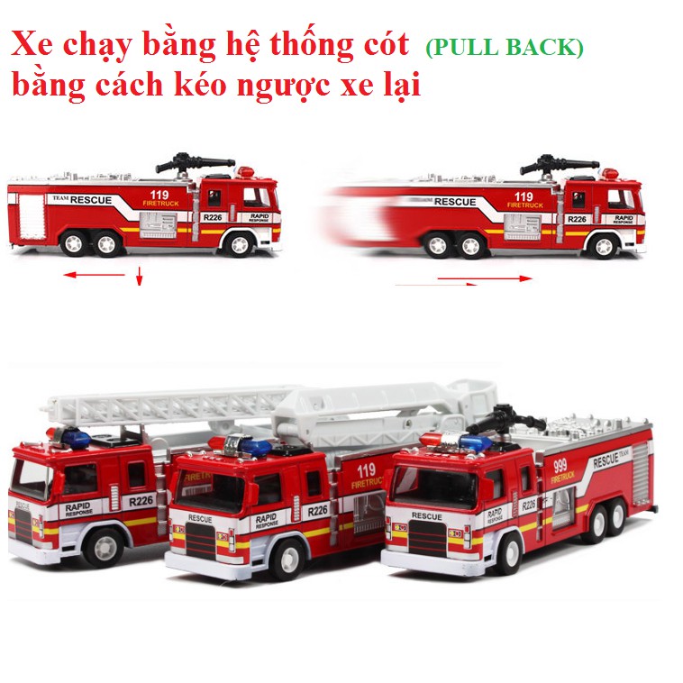 Xe cứu hỏa mini đồ chơi trẻ em - Xe chữa cháy các loại tỉ lệ 1:32 - xe có âm thanh và đèn xe bằng kim loại