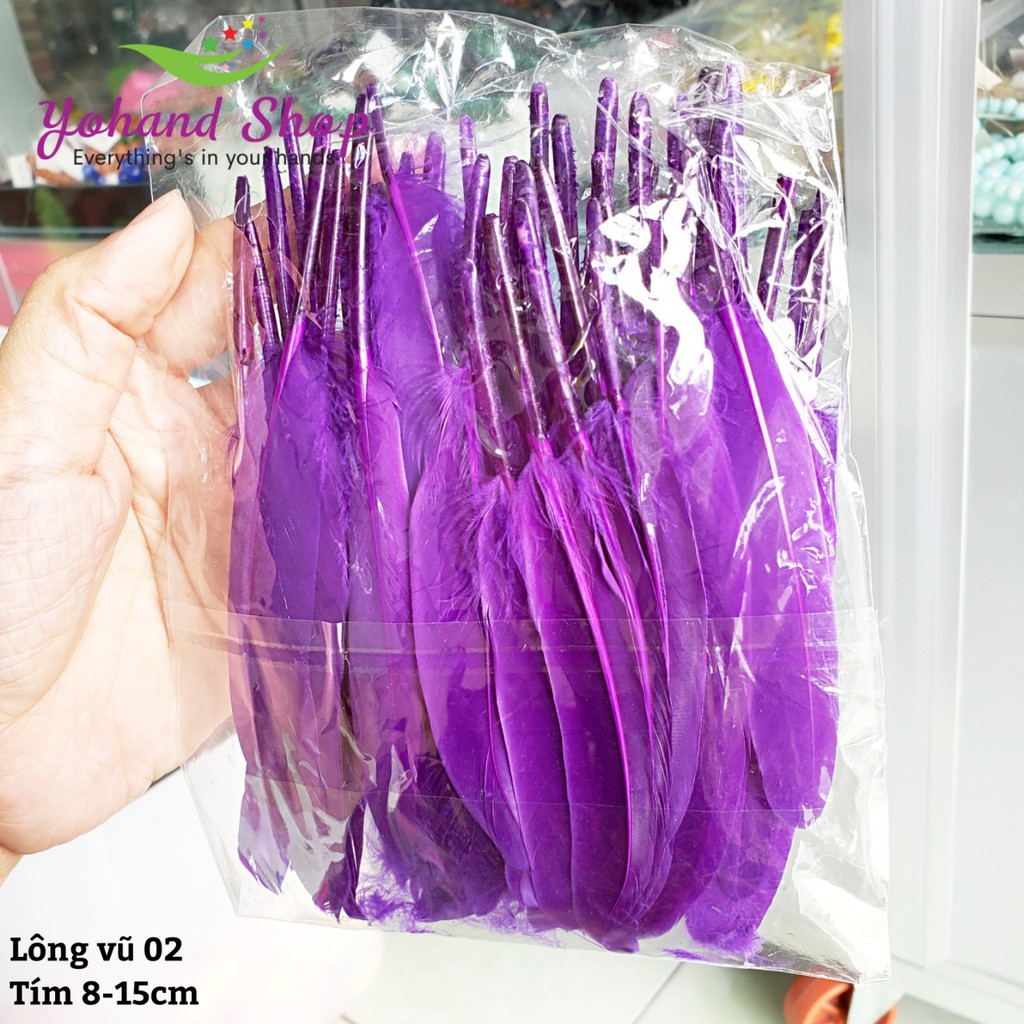 Lông vũ 02 size 10 - 15cm ( gói 25 cái)