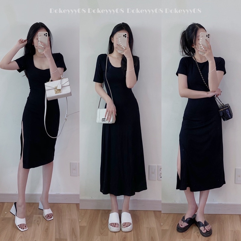 Váy body dáng dài chất co giãn