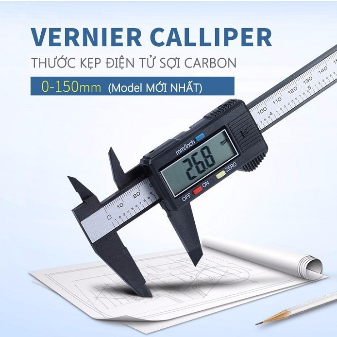 thước kẹp điện tử kèm hộp nhựa đựng - thước cặp điện tử độ bền cao 0-150mm