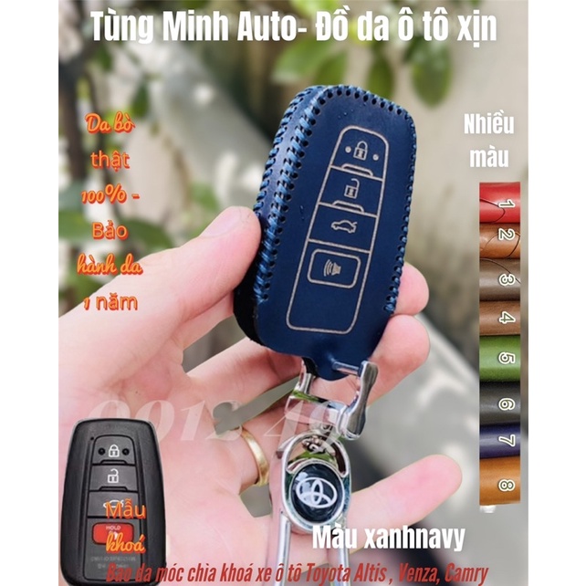 Bao da móc chìa khoá xe ô tô Toyota Camry 21-22, Altis 21-22 da bò khâu tay