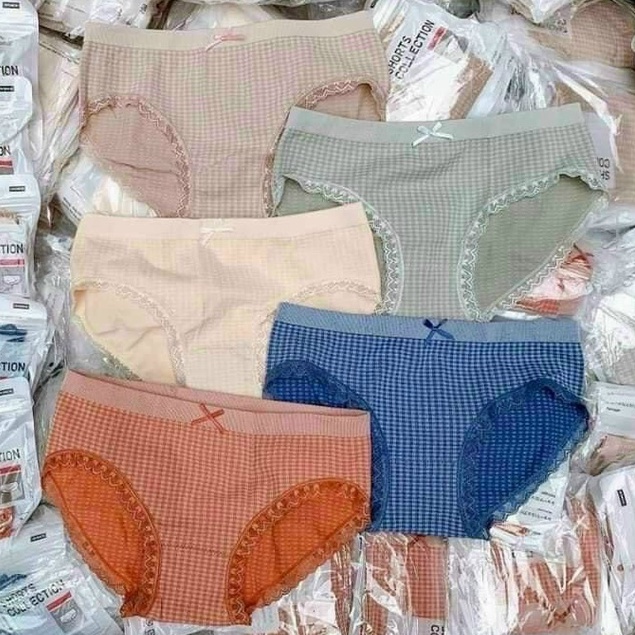 Combo 10 Quần Lót Kẻ Caro Viền Ren Siêu Đẹp 1200, 1125