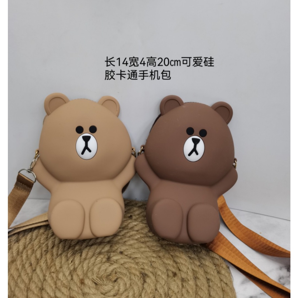 Túi Đeo Chéo Silicon Hình Gấu Brown Bear Cỡ Lớn , TÚI XÁCH NỮ ĐỰNG ĐIỆN THOẠI T070