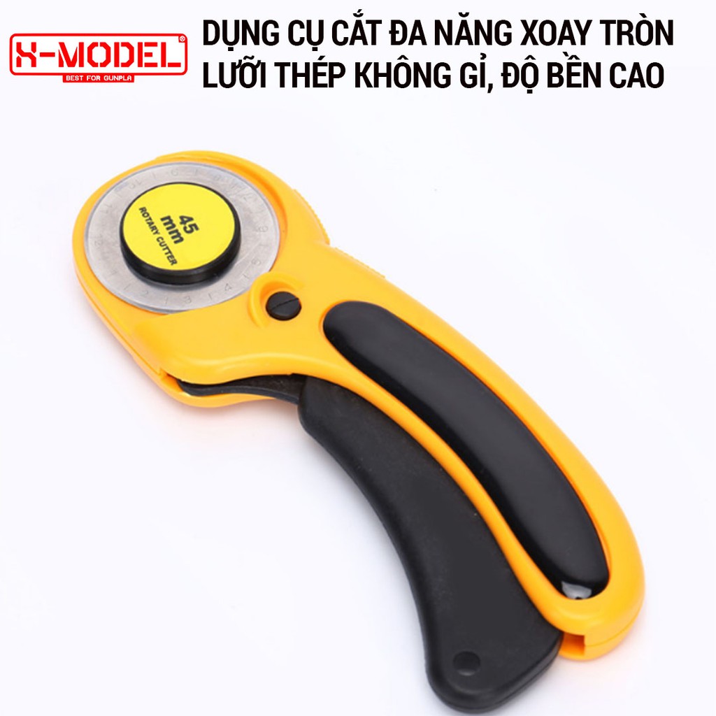 Dụng cụ cắt xoay tròn đa năng 45mm(màu vàng) lưỡi thép không rỉ, tay cầm tiện lợi, khóa bấm cố định hiện đại XMODEL XM45